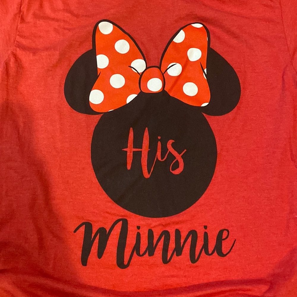I’m “his Minnie” red tshirt.